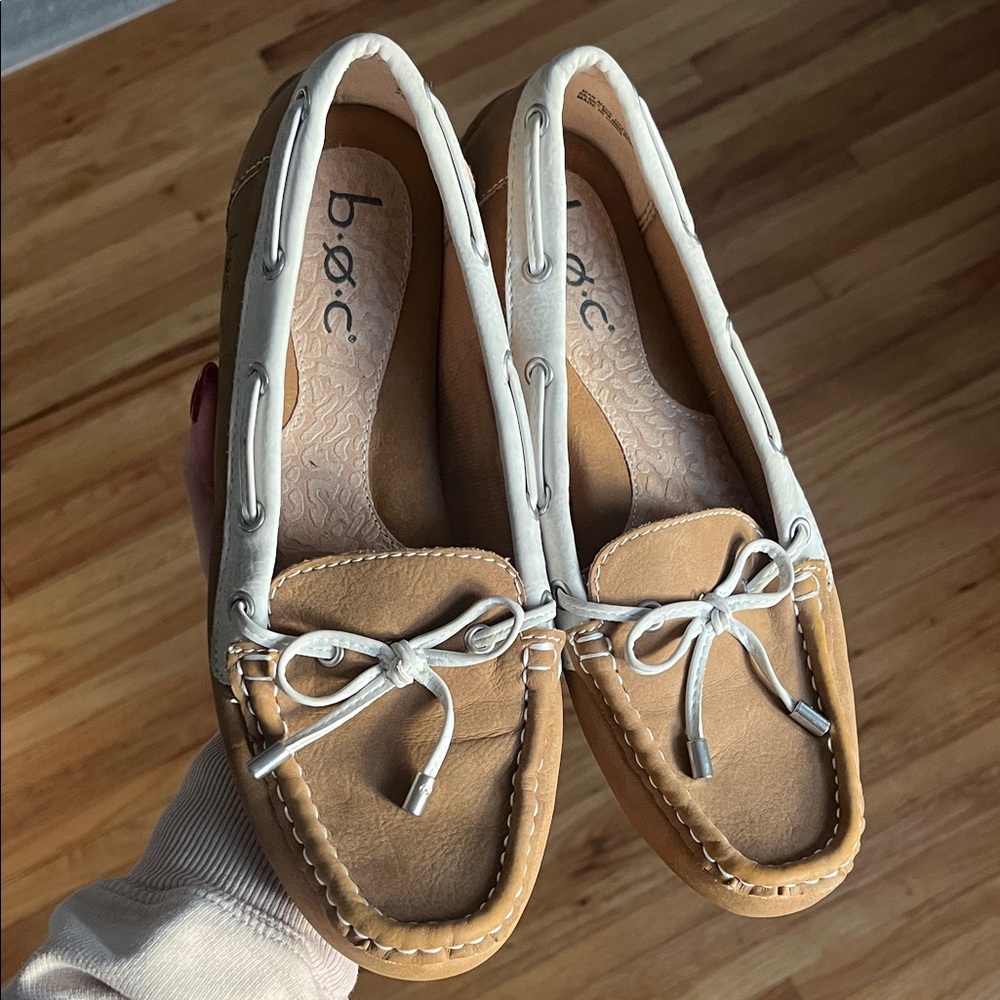 b.o.c. Two-Tone Tan and White Moccasin Loafers
